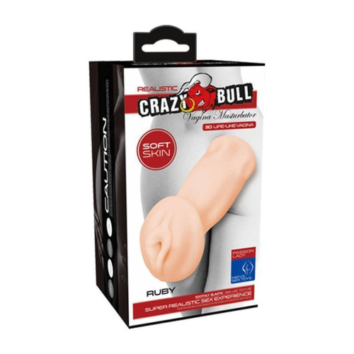 Crazy Bull Pocket Pussy Ruby - Мастурбатор-вагіна з віброяйцем, 13х4.6 см (тілесний) - купити в Україні | Секс шоп SEX-SHOP.ua